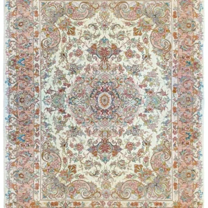 Beige Persian Tabriz wool on silk base