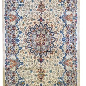 Persian beige Kashan wool on cotton base