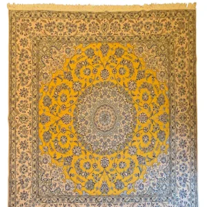 Yellow Persian Nain Nau La wool partly silk on cotton base
